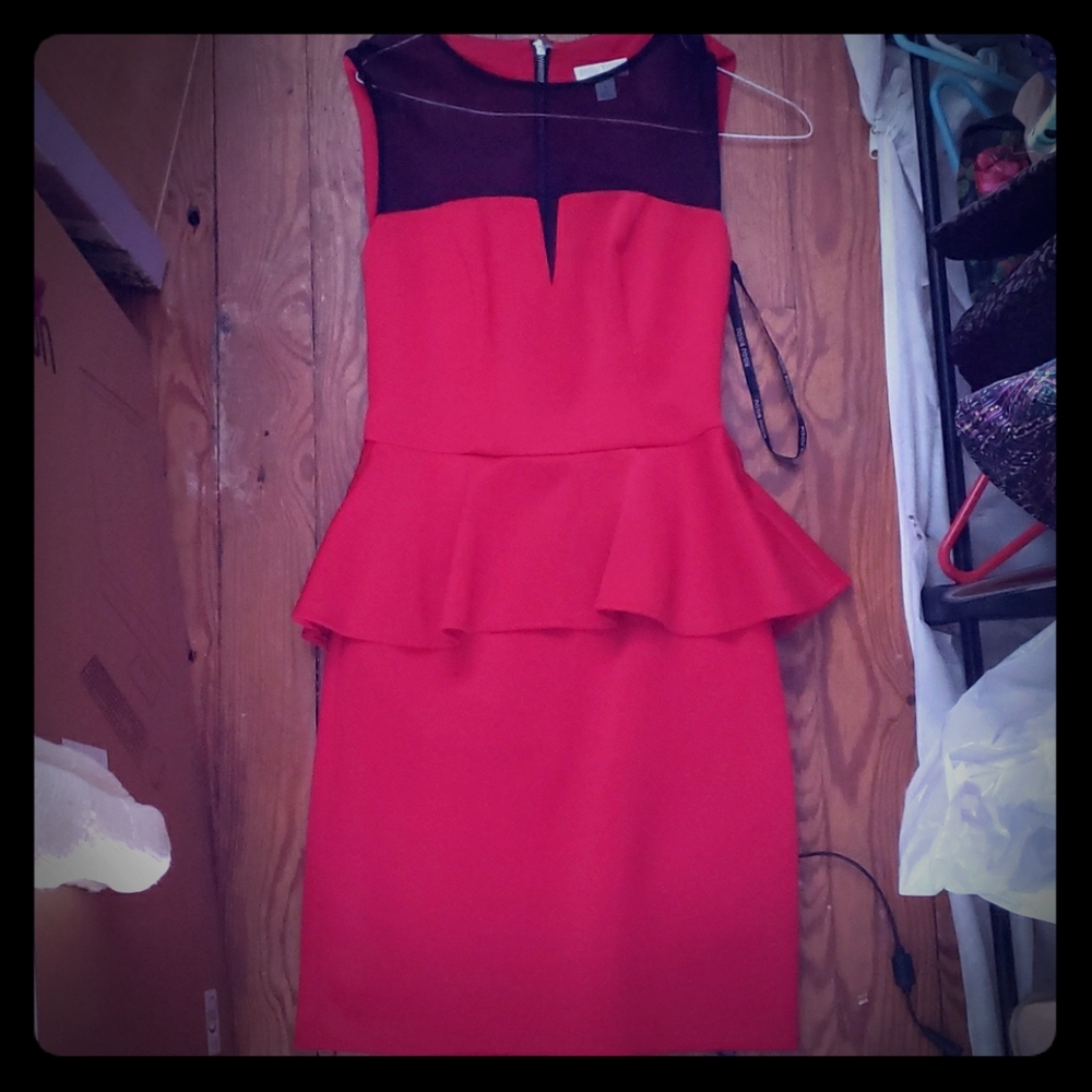 Bisou bisou red sexy dress mesh cocktail size 4